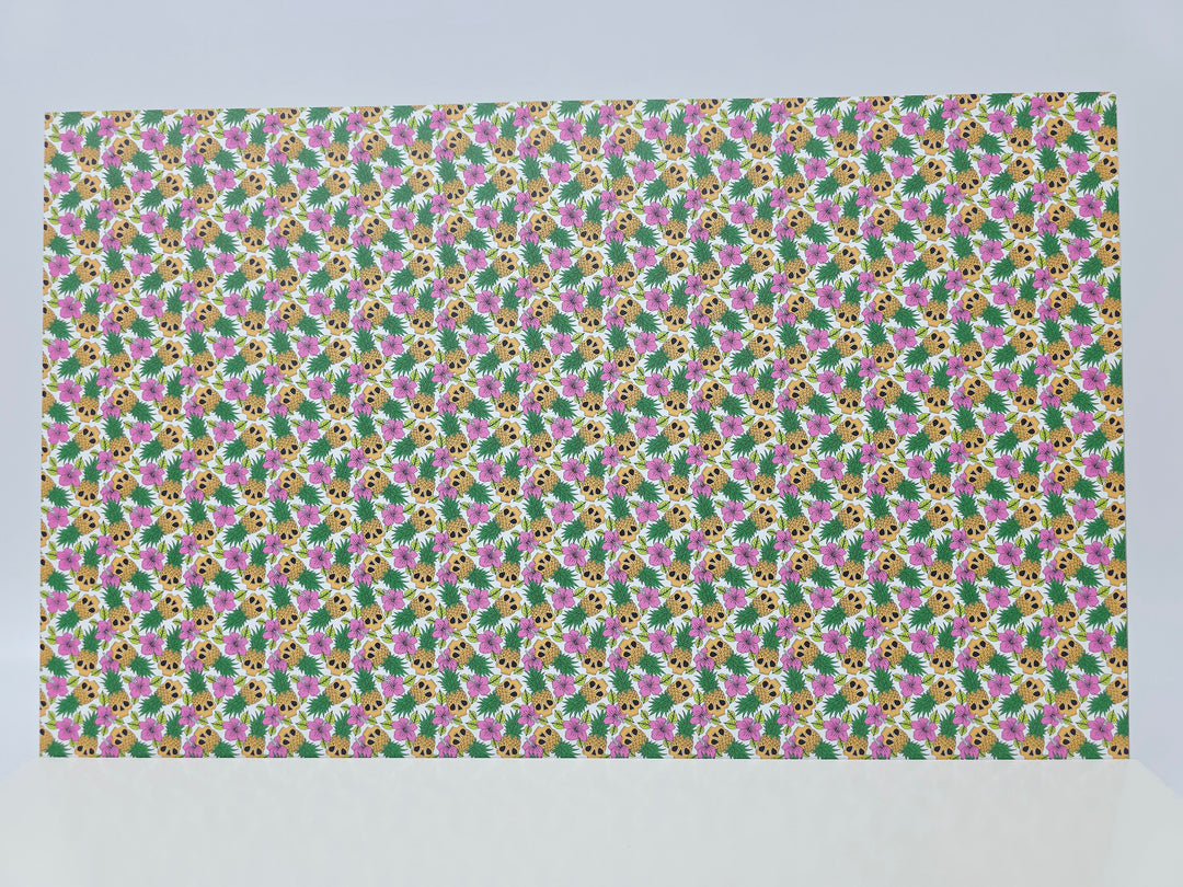 PatternPly® Full Coverage Luau Skulls on White MICRO