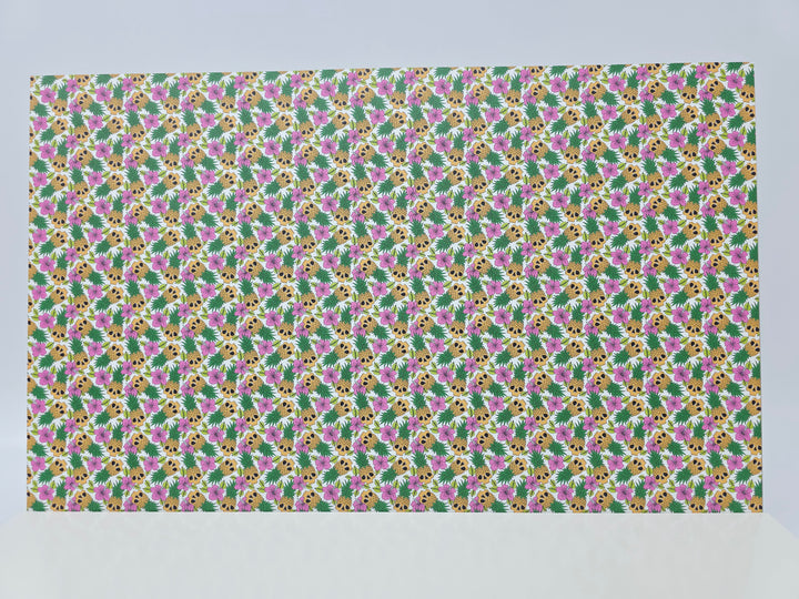 PatternPly® Full Coverage Luau Skulls on White MICRO