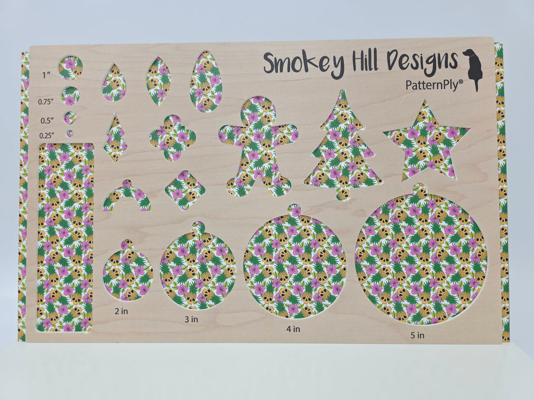 PatternPly® Full Coverage Luau Skulls on White MICRO