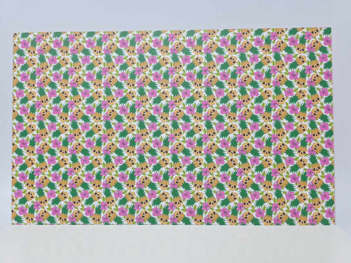PatternPly® Full Coverage Luau Skulls on White product photo 2