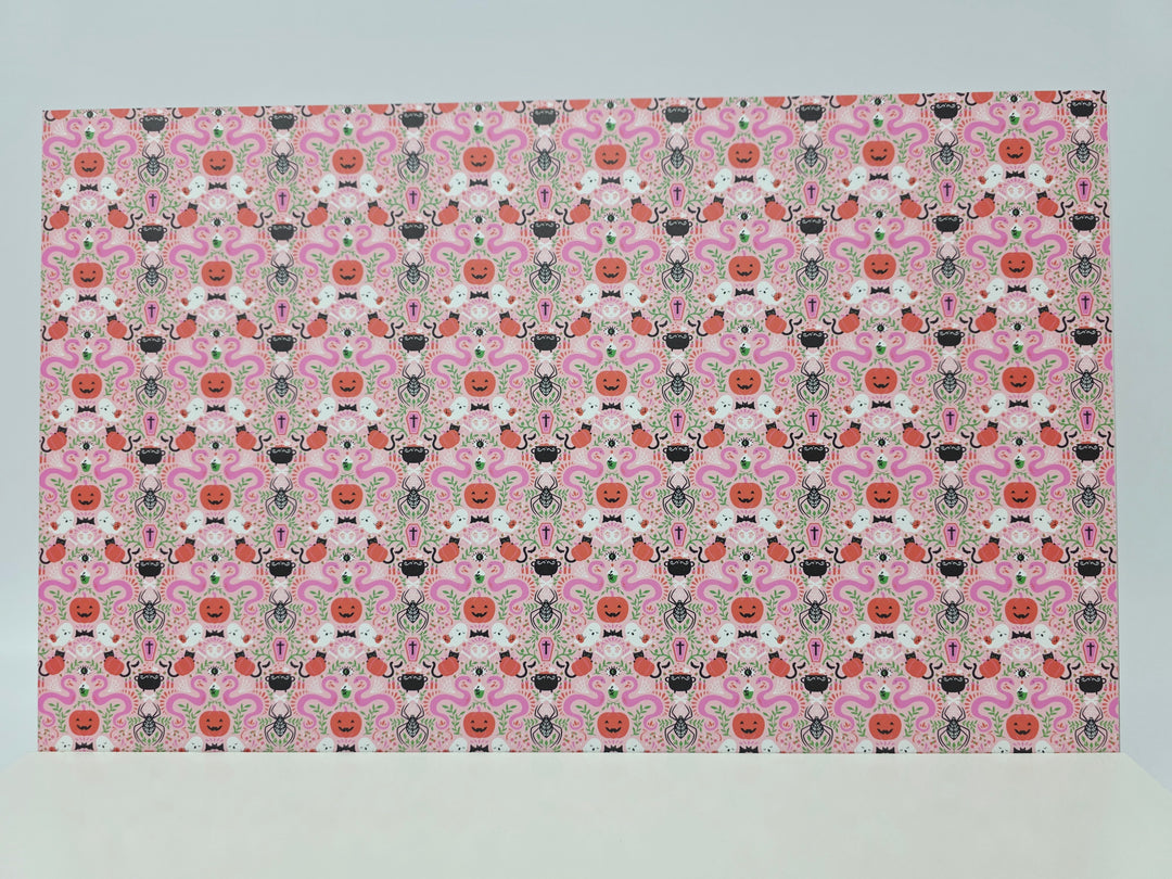 PatternPly® Full Coverage Mystic Snakes and Ghosts on Pink