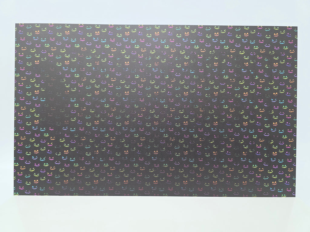 PatternPly® Transparent Neon Spooky Faces sheet showing the pattern