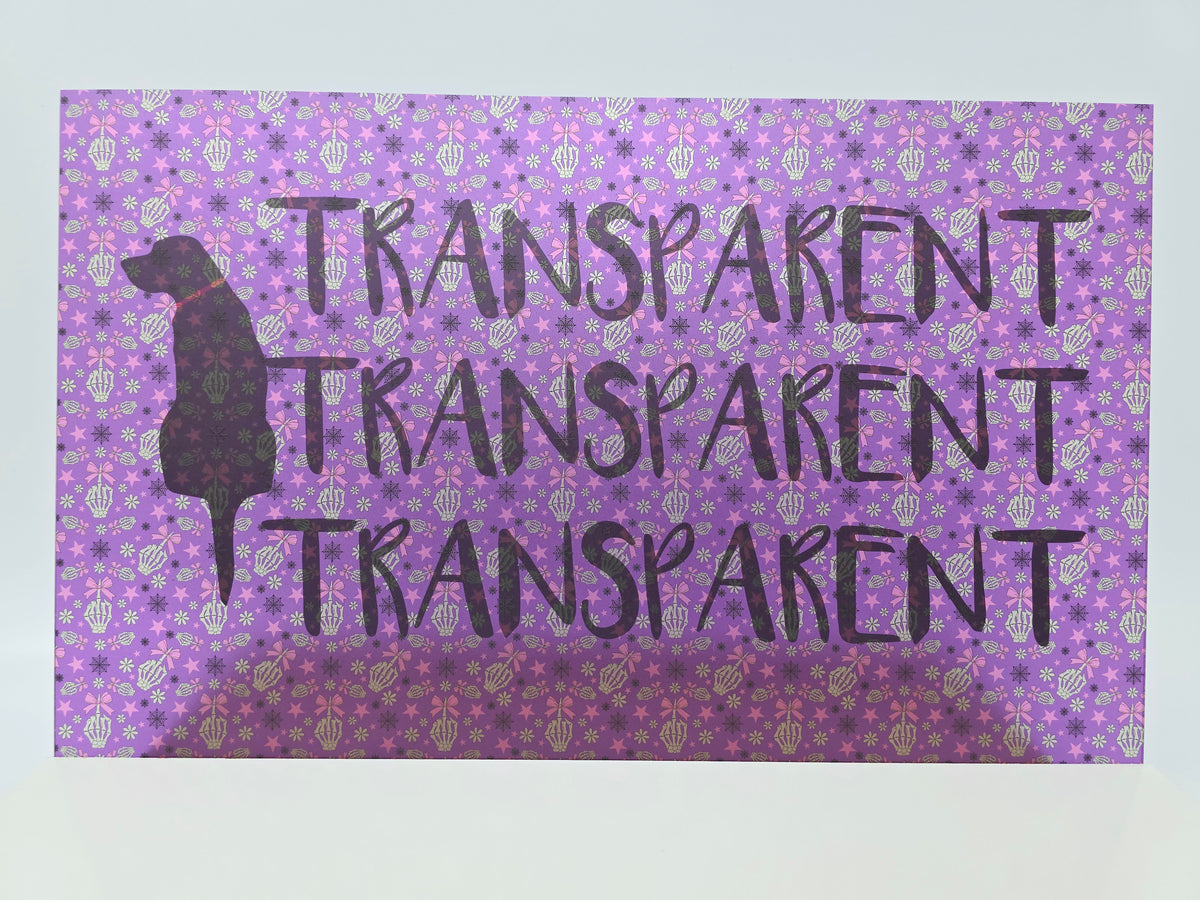PatternPly® Transparent Fingers and Bows on Purple sheet showing the pattern