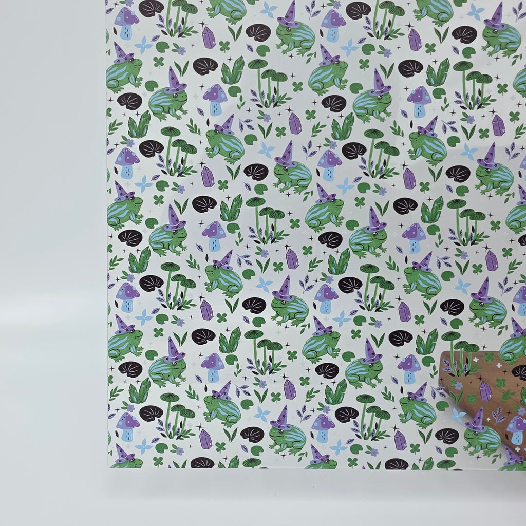PatternPly® Scattered Witchy Frogs sheet showing the pattern