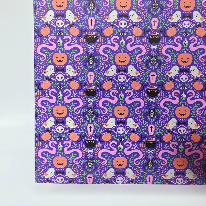 PatternPly® Transparent Mystic Snakes and Ghosts on Purple