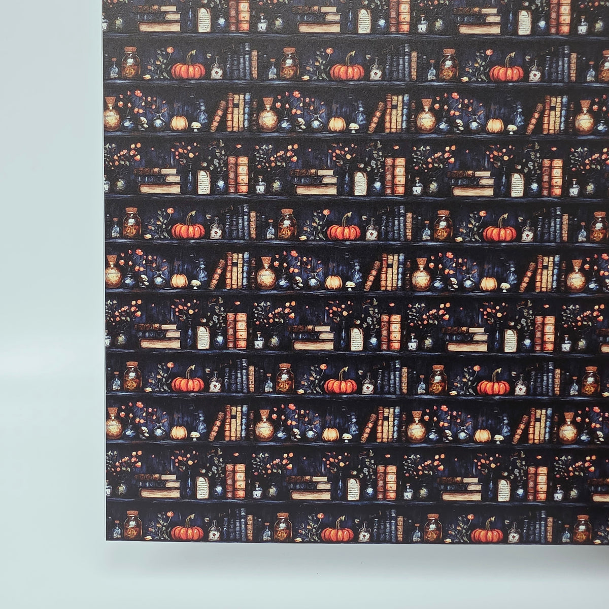 PatternPly® Full Coverage Witchy Bookshelves sheet showing the pattern