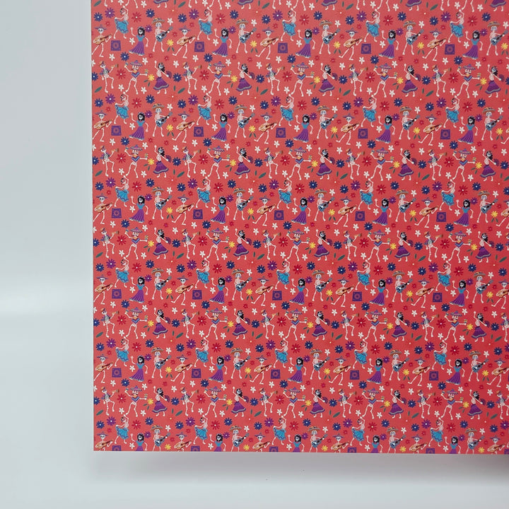 PatternPly® Full Coverage Skeleton Fiesta on Coral MICRO