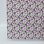 PatternPly® Full Coverage Purple BikiniWeen on White MICRO sheet showing the pattern
