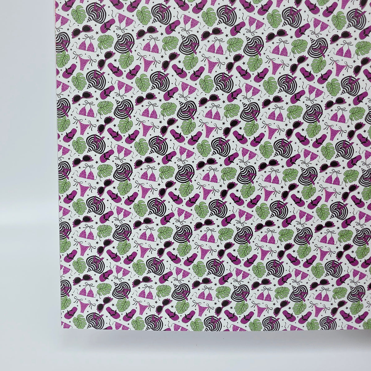 PatternPly® Full Coverage Purple BikiniWeen on White MICRO sheet showing the pattern