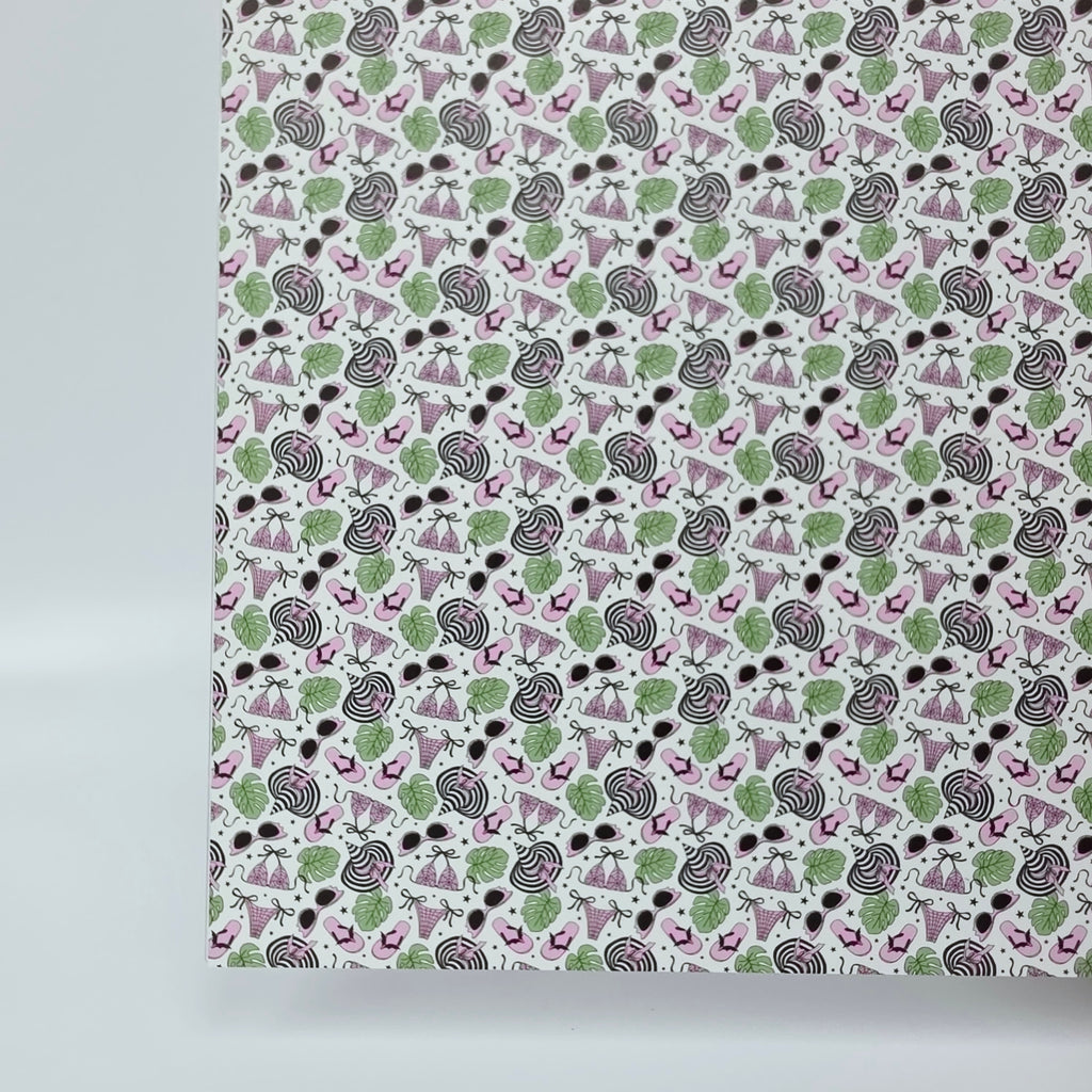 PatternPly® Full Coverage Pink BikiniWeen on White MICRO sheet showing the pattern