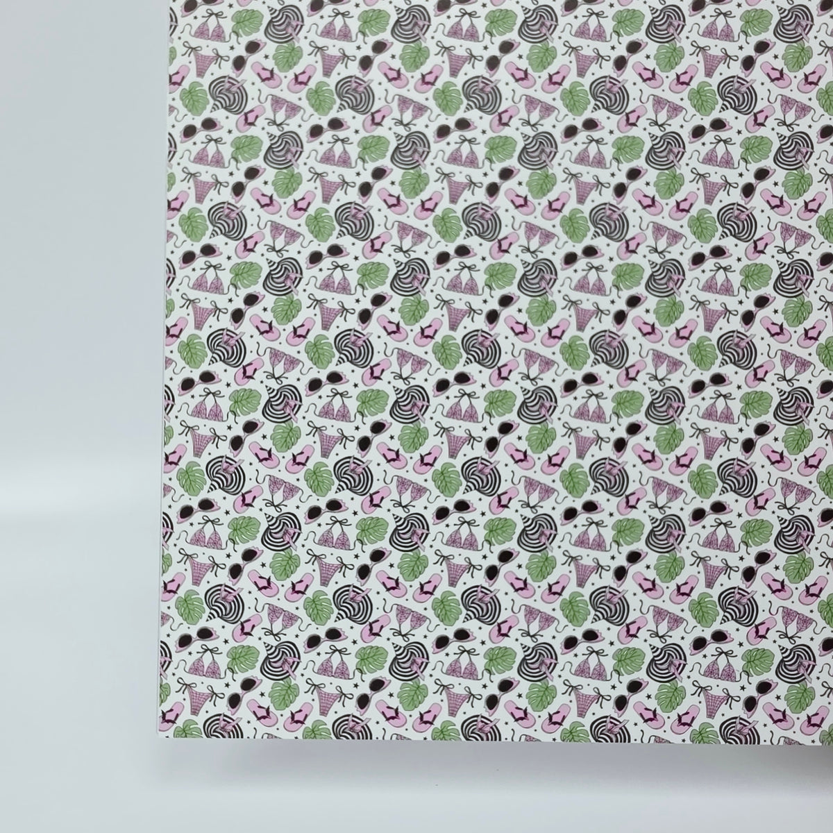 PatternPly® Full Coverage Pink BikiniWeen on White MICRO sheet showing the pattern
