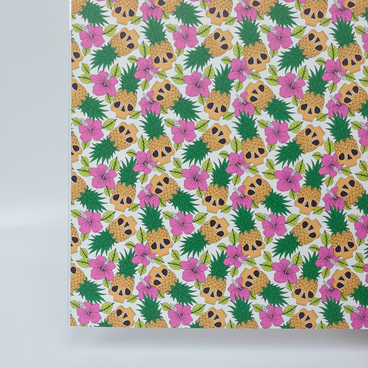 PatternPly® Full Coverage Luau Skulls on White