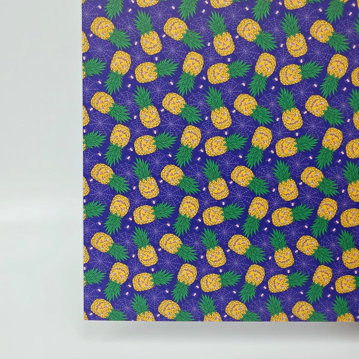 PatternPly® Full Coverage Jack-o-Pineapples on Purple