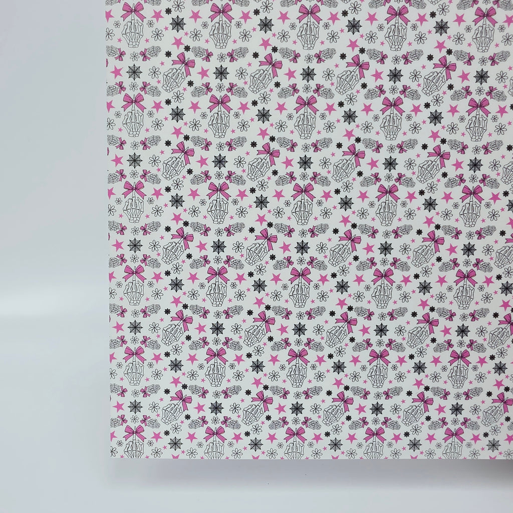 PatternPly® Full Coverage Fingers and Bows on White MICRO sheet showing the pattern