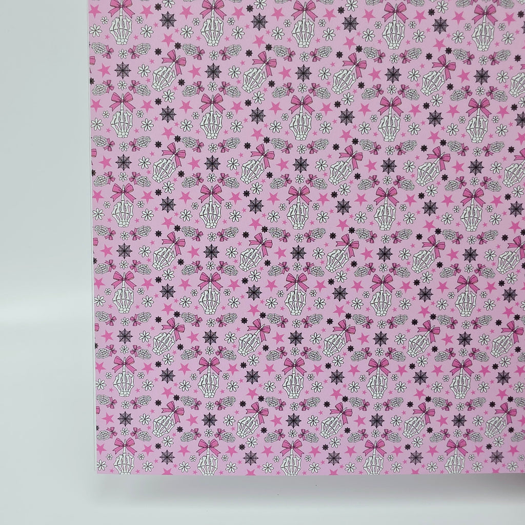 PatternPly® Full Coverage Fingers and Bows on Pink MICRO sheet showing the pattern