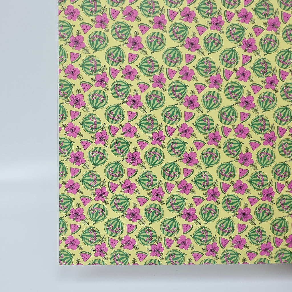 PatternPly® Full Coverage Carved Watermelons on Yellow sheet showing the pattern