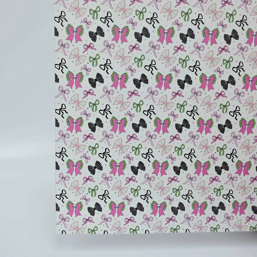 PatternPly® Full Coverage Bows and Skeletons sheet showing the pattern