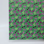 PatternPly® Full Coverage BikiniWeen on Green sheet showing the pattern
