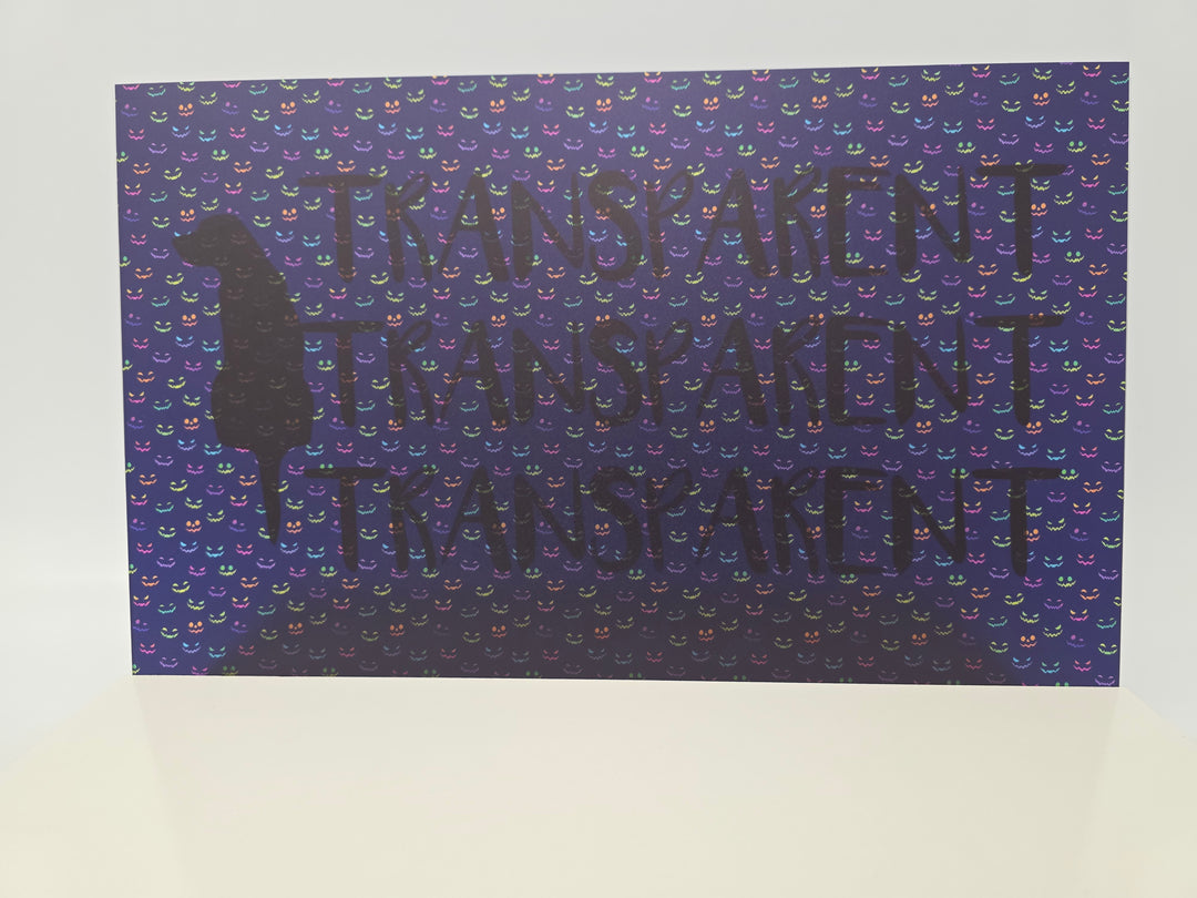 PatternPly® Transparent Neon Spooky Faces On Purple