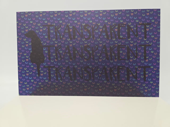 PatternPly® Transparent Neon Spooky Faces On Purple