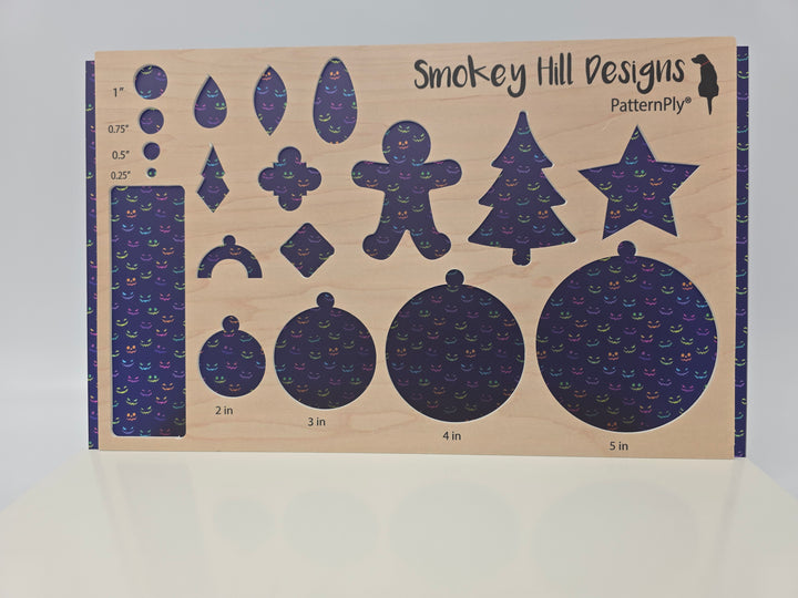 PatternPly® Transparent Neon Spooky Faces On Purple