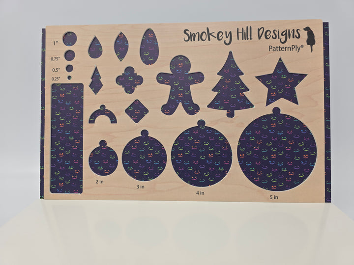 PatternPly® Full Coverage Neon Spooky Faces On Purple