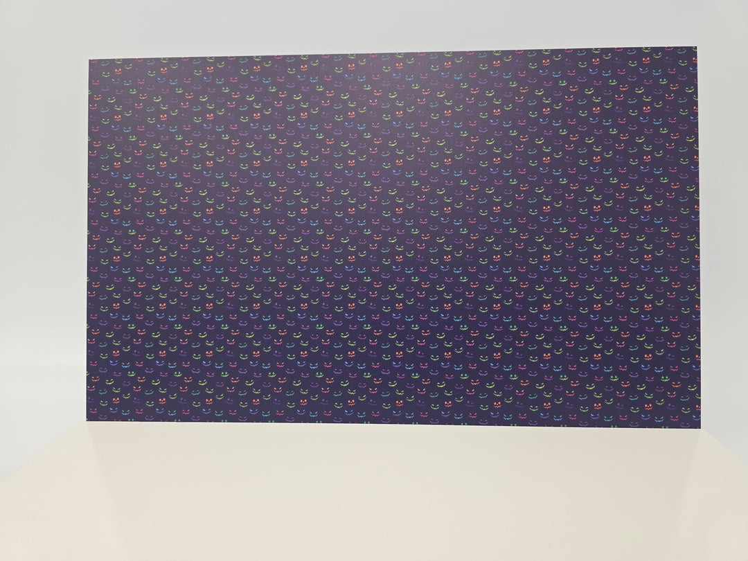 PatternPly® Full Coverage Neon Spooky Faces On Purple MICRO