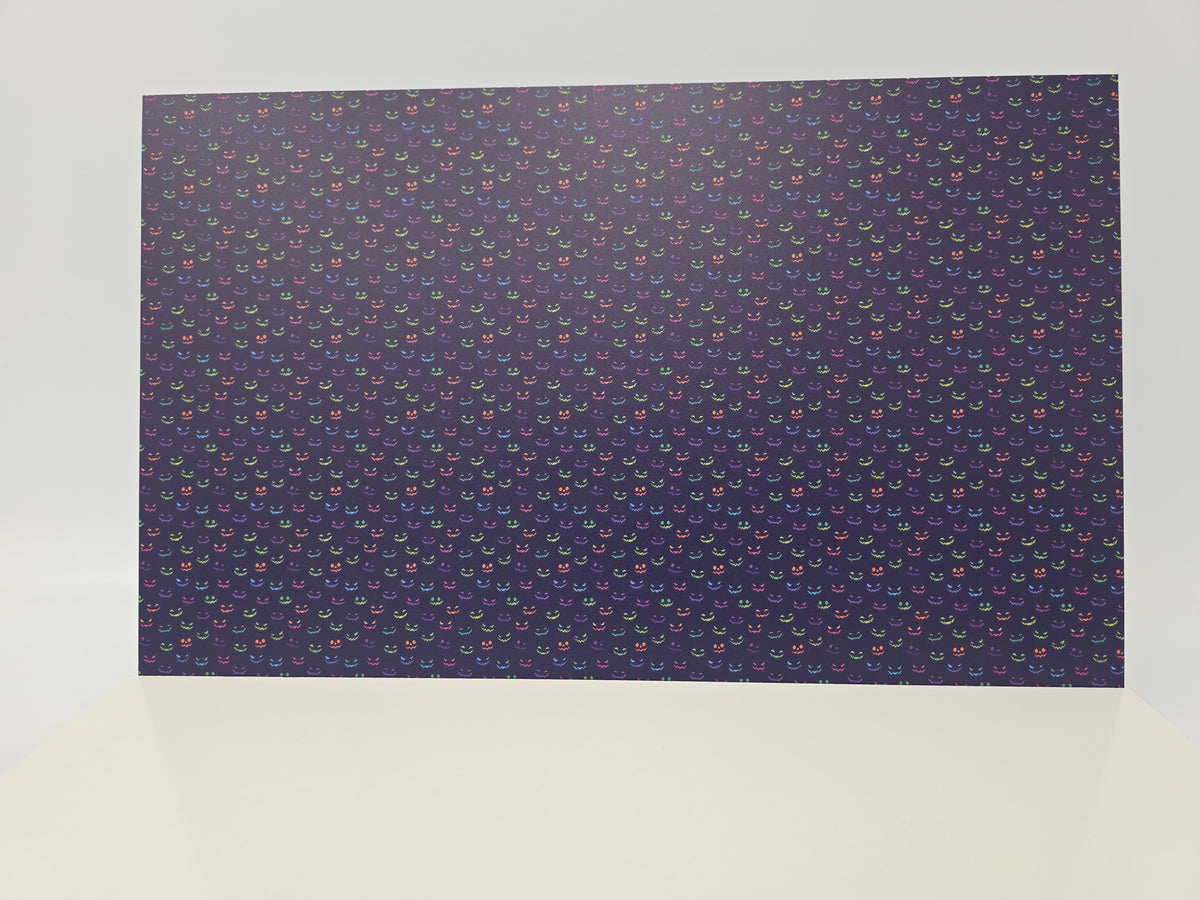 PatternPly® Full Coverage Neon Spooky Faces On Purple MICRO product photo 2
