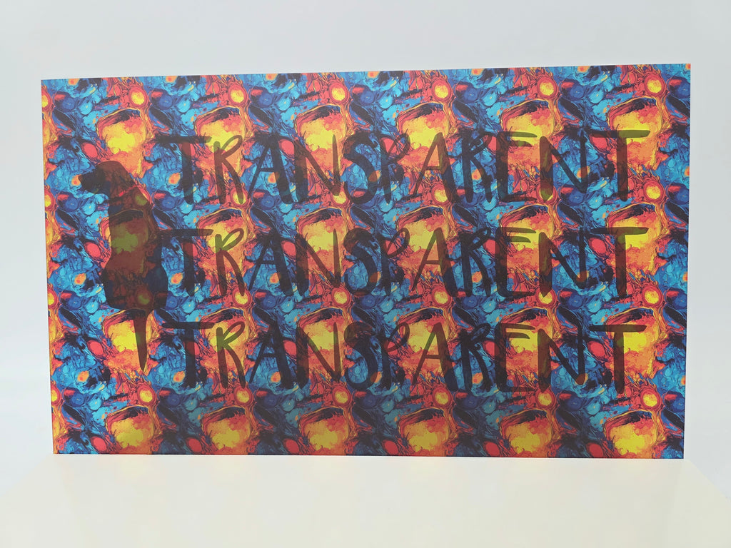PatternPly® Transparent Vibrant Flux LARGE sheet showing the pattern