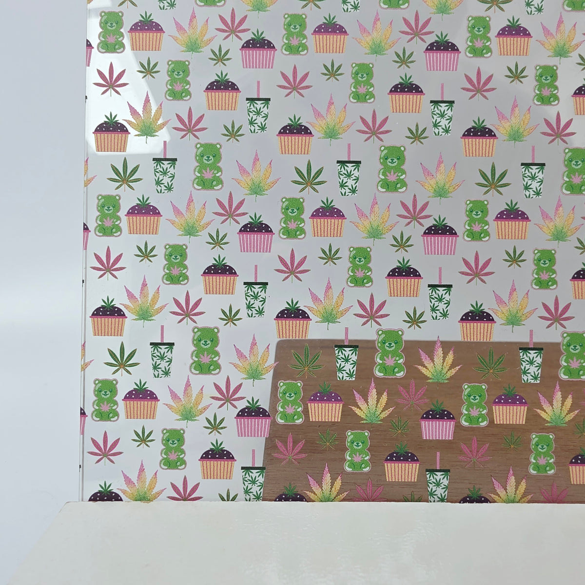 PatternPly® Scattered Pastel Weed and Yummies sheet showing the pattern