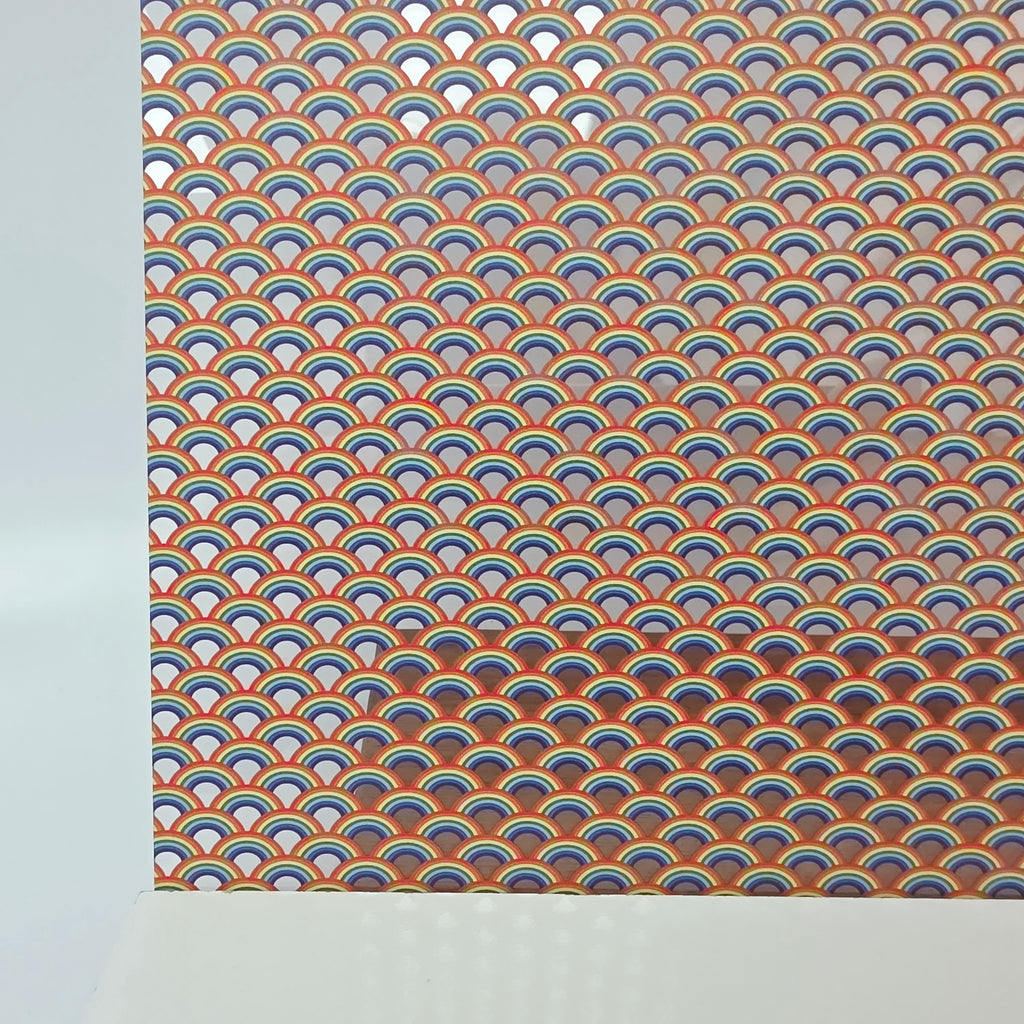 PatternPly® Scattered Mini Rainbow Arches sheet showing the pattern