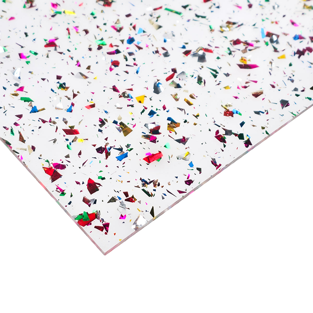 Rainbow Holographic Flakes Cosmic Kisses acrylic sheet