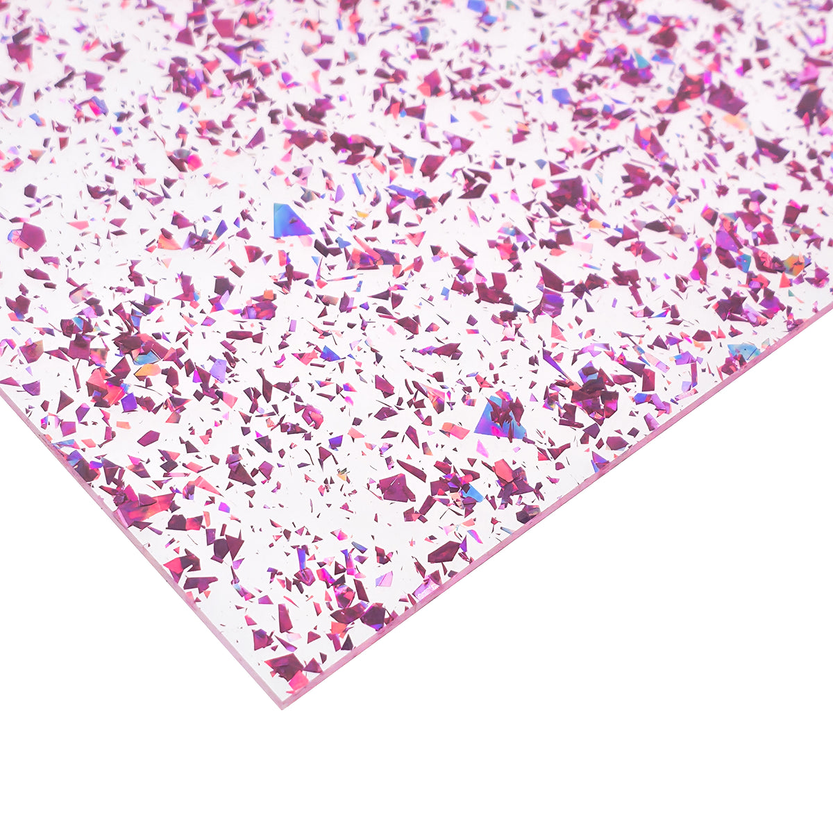 Ballet Pink Holographic Flakes Cosmic Kisses acrylic sheet
