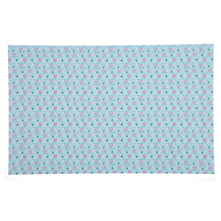 PatternPly® Full Coverage Pink Bows on Pastel Blue Pine