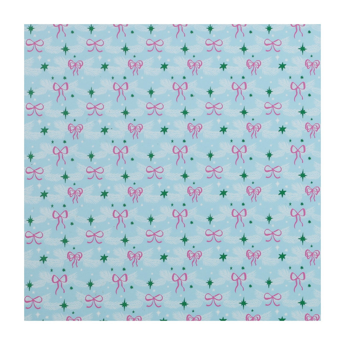 PatternPly® Full Coverage Pink Bows on Pastel Blue Pine sheet showing the pattern