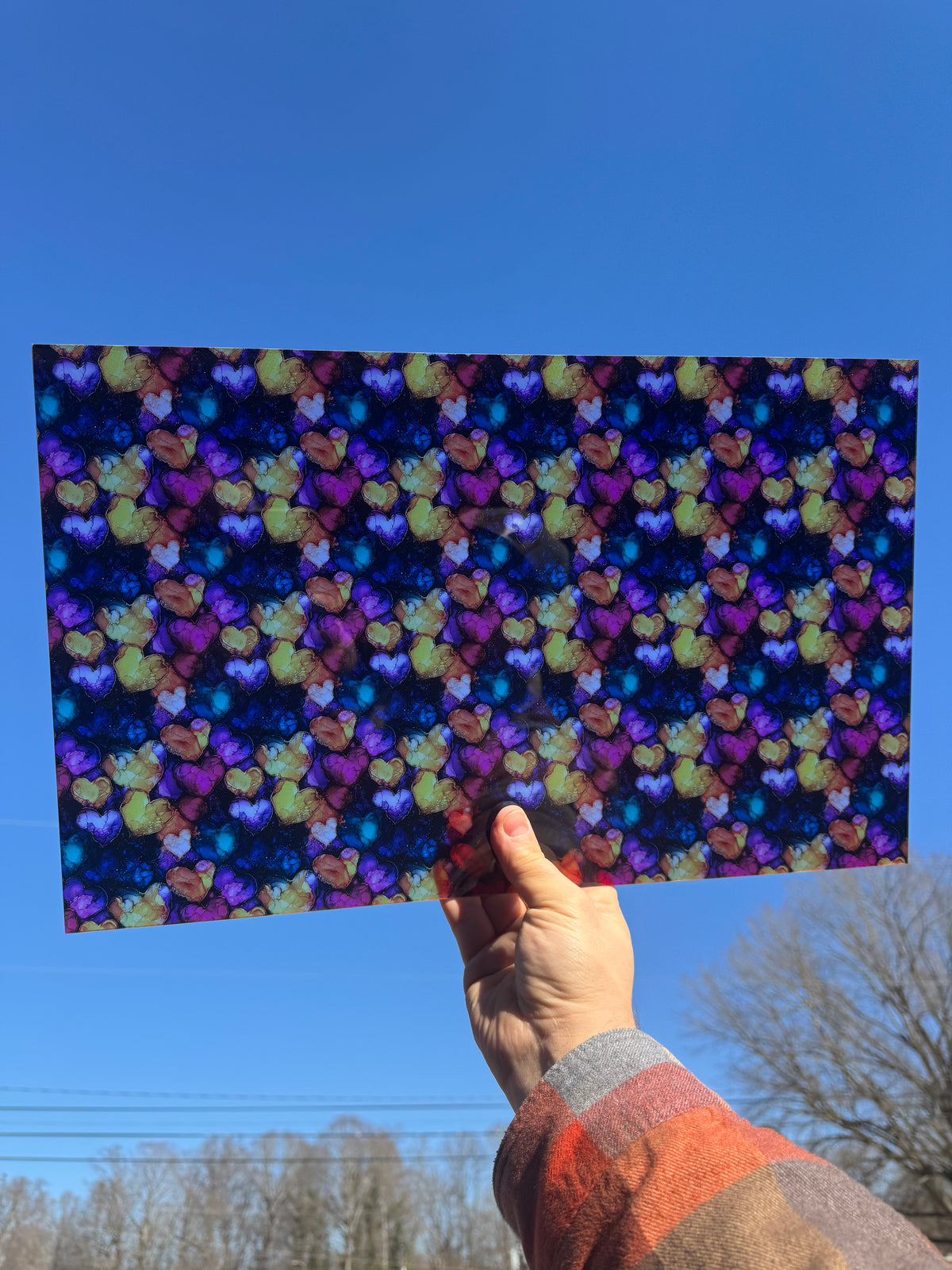 PatternPly® Transparent Abstract Hearts LARGE sheet showing the pattern