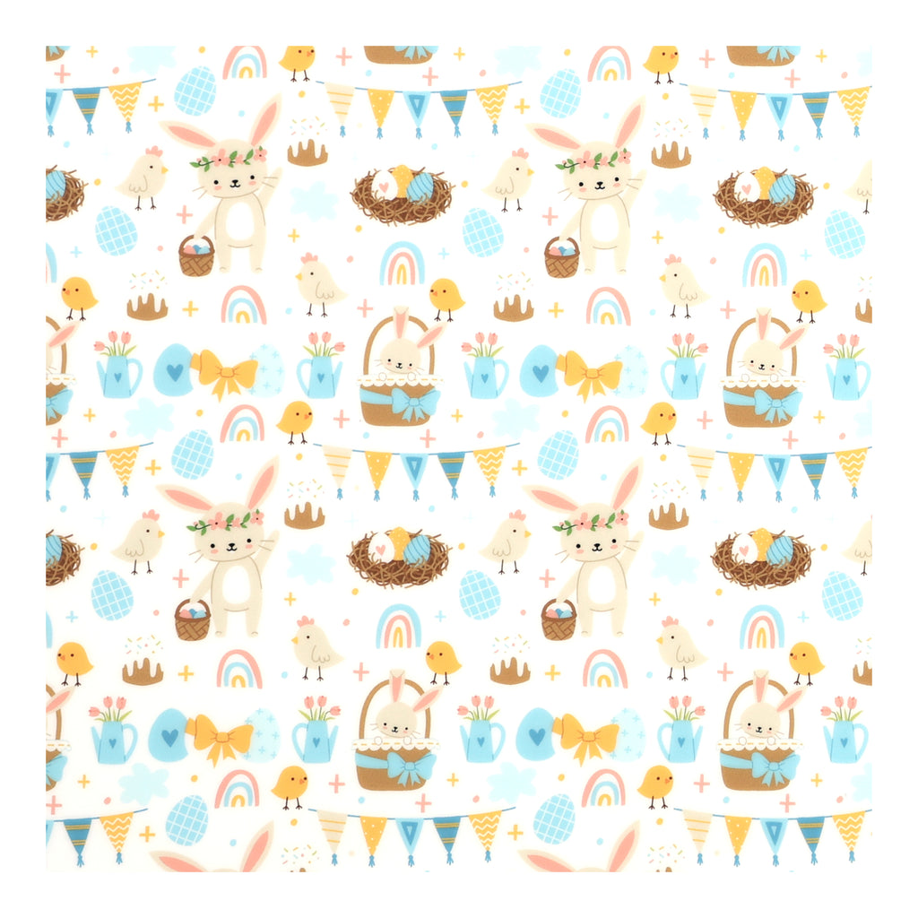 PatternPly® Full Coverage Bunnies in Baskets sheet showing the pattern