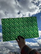PatternPly® Transparent Abstract Green Stained Glass sheet showing the pattern