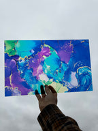 PatternPly® Transparent Blue and Purple Paint Swirls sheet showing the pattern