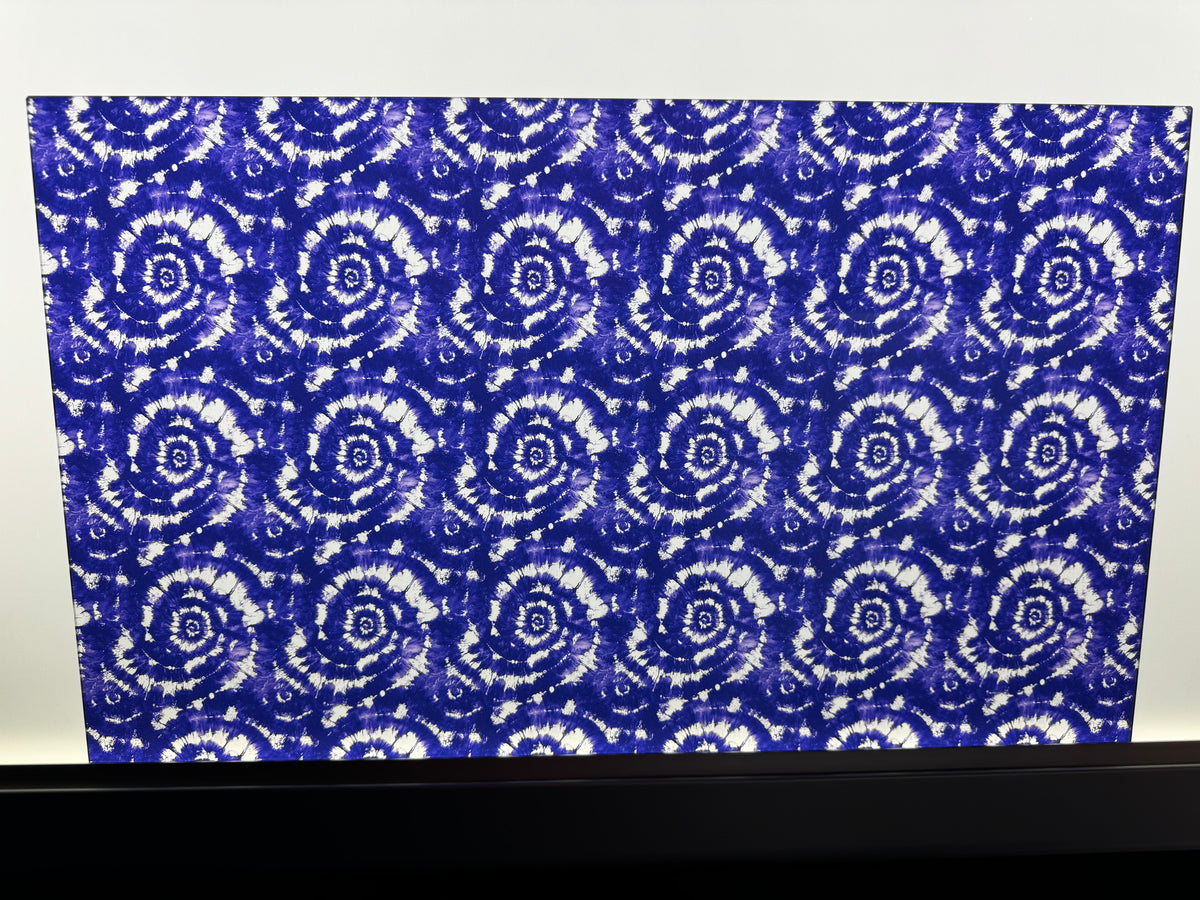 PatternPly® Transparent Purple and White Tie Dye sheet showing the pattern