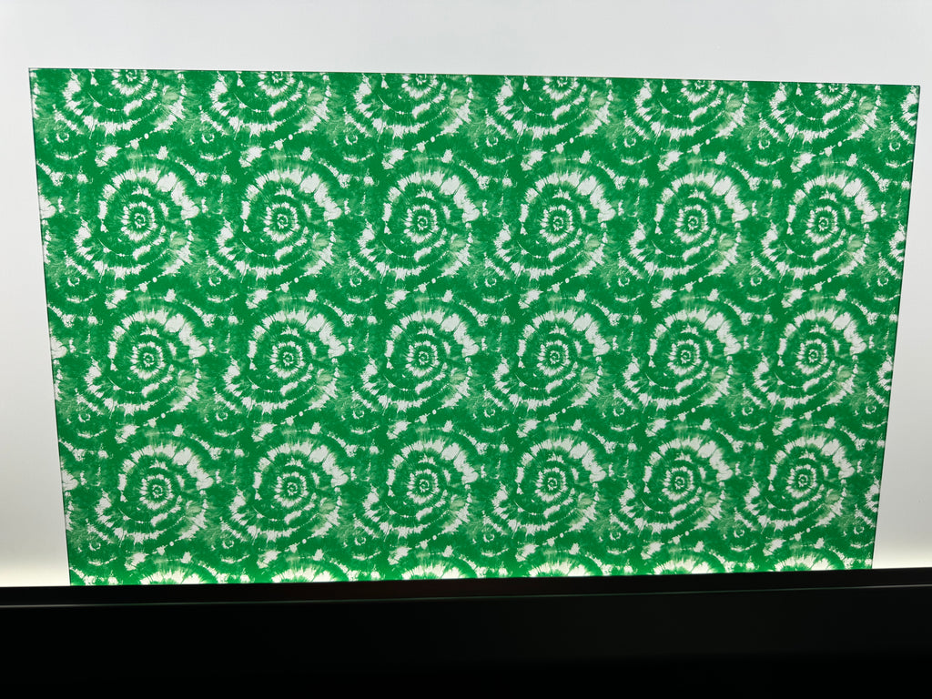 PatternPly® Transparent Green and White Tie Dye sheet showing the pattern