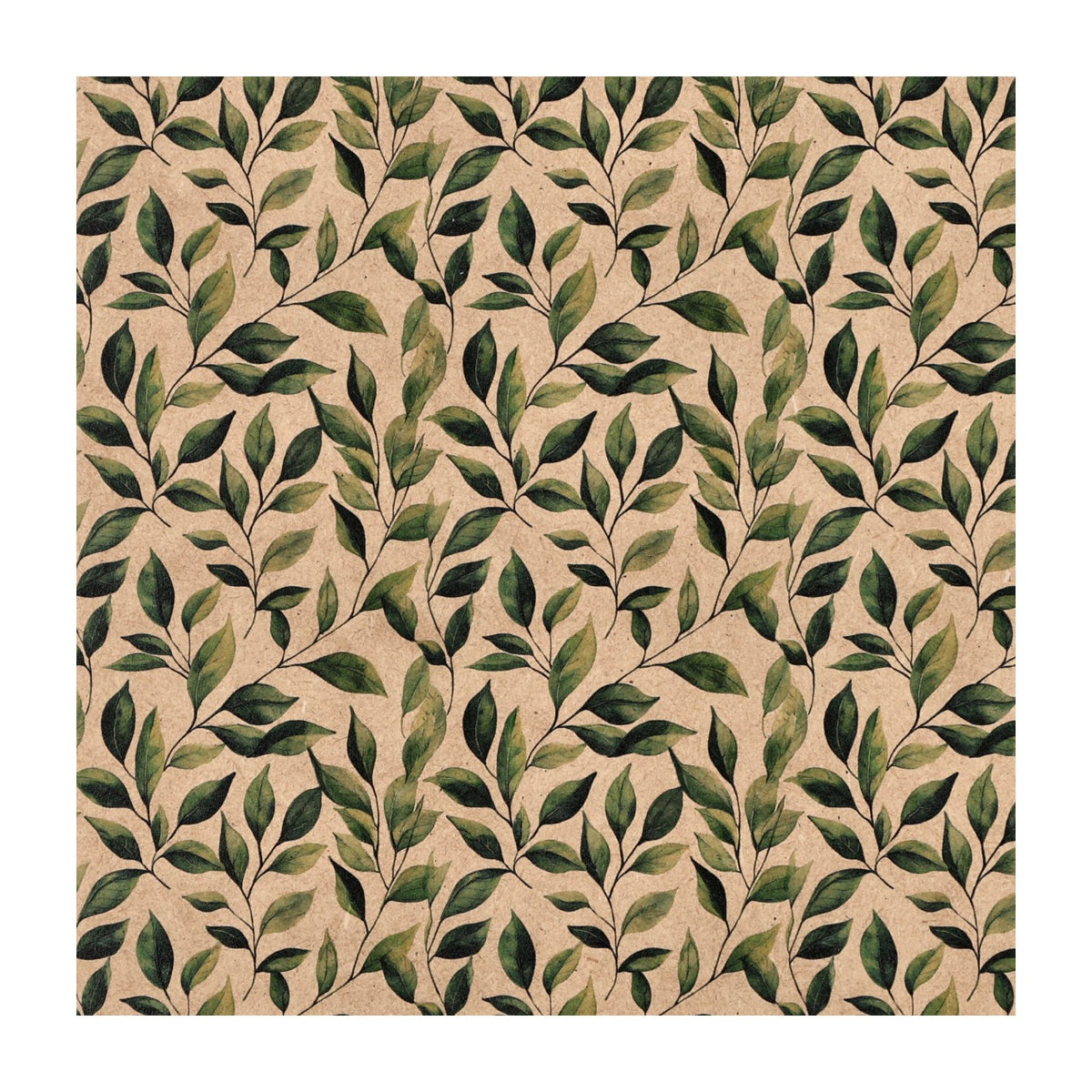 PatternPly® Naturals Green Watercolor Leaves sheet showing the pattern