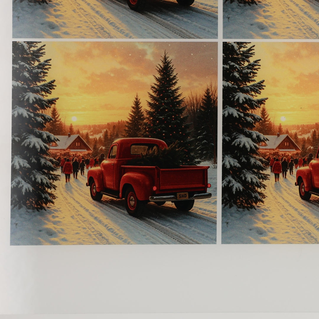 PatternPly® Transparent Red Truck and Christmas Tree Medium