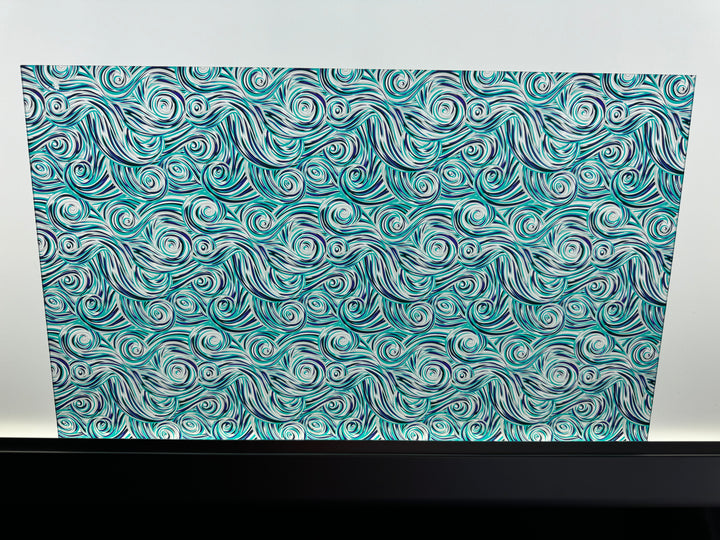 PatternPly® Acrylic Transparent Teal, Purple, and Silver Swirls