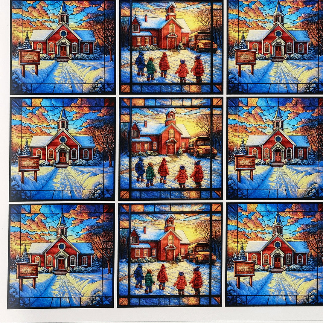 PatternPly® Transparent Schoolhouse In Winter Extra Small