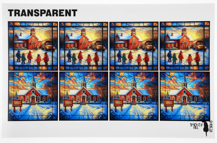 PatternPly® Transparent Schoolhouse In Winter Medium