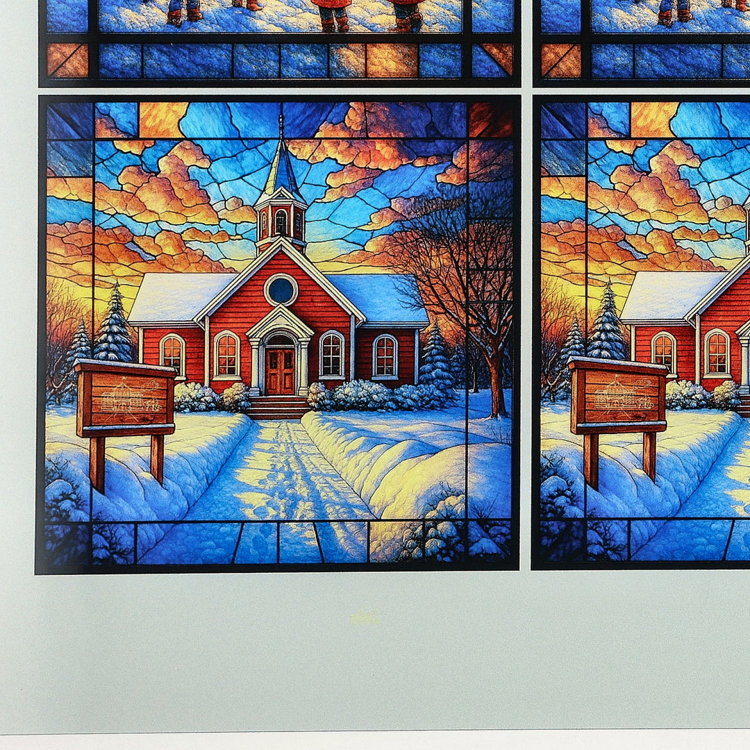 PatternPly® Transparent Schoolhouse In Winter Medium