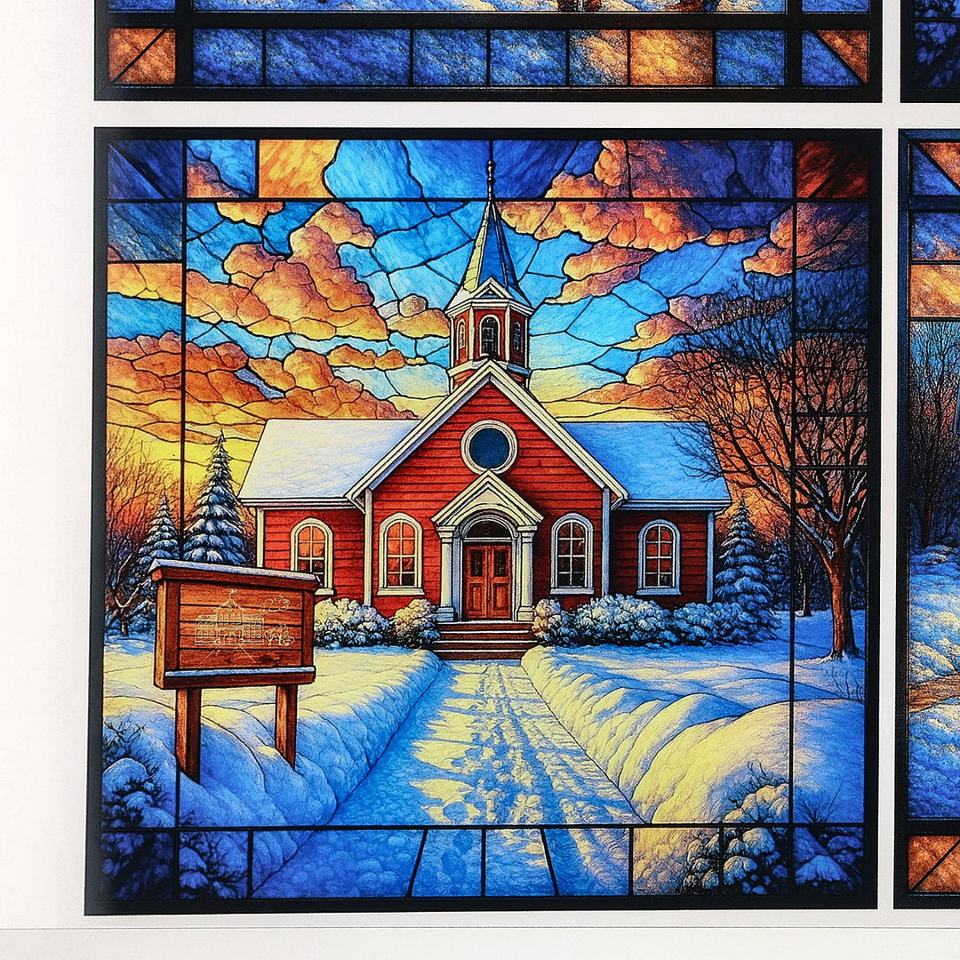 PatternPly® Transparent Schoolhouse In Winter Large
