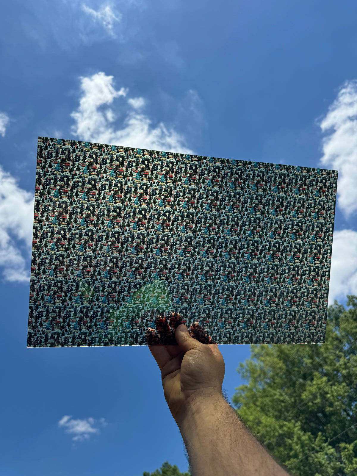PatternPly® Transparent Micro Christmas RVs and Campers sheet showing the pattern