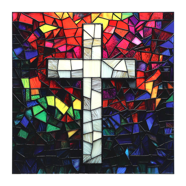 PatternPly® Full Coverage Stained Glass Colorful Cross Medium